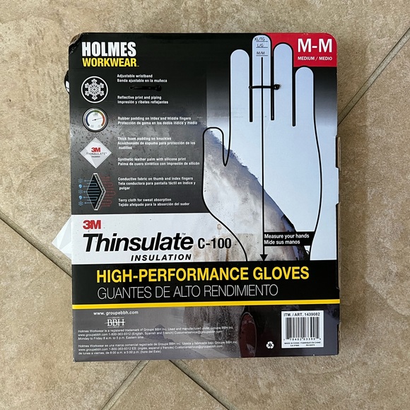 🆕 Holmes Workwear High Performance Winter Work Gloves 3m Thinsulate size Medium - Picture 3 of 7